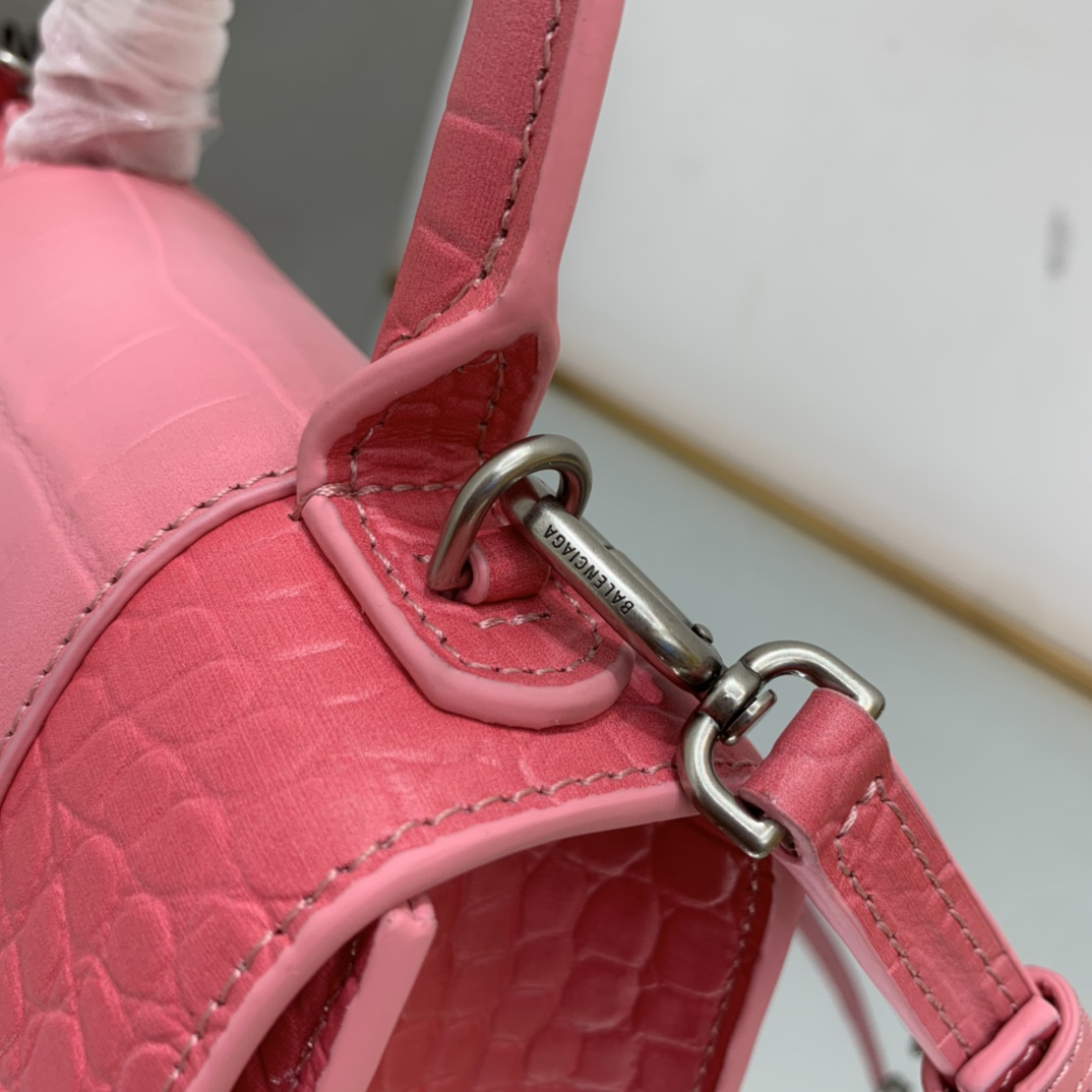 Ba1en*iaga Hourglass Small Handbag Black/Pink For Women‎ 9in/22.9cm