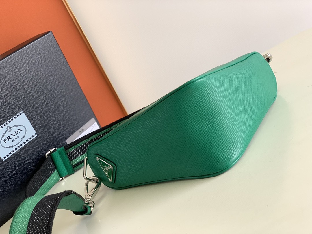 Pra*a Saffiano Pra*a Triangle Bag Green/Black/White For Women 11.1 in / 28 cm 2VH155_2FAD_F0458_V_OOO