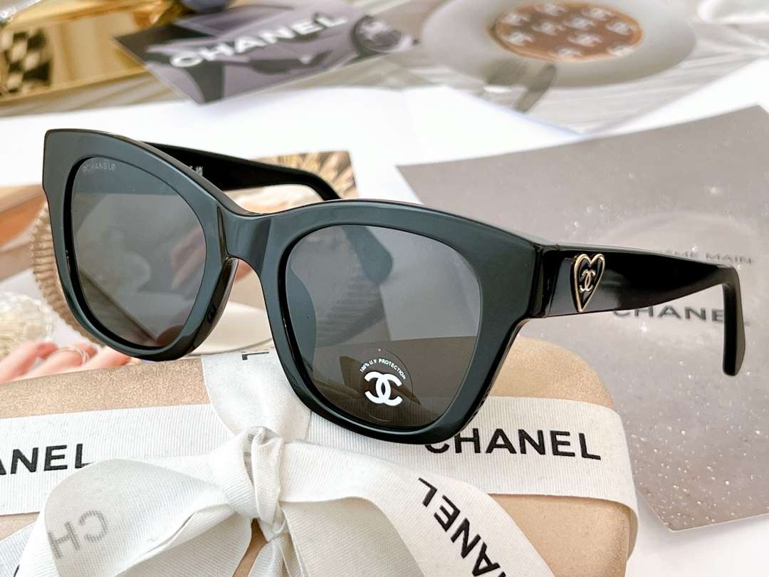 Ch**el Cat Eye Frame Sunglasses Black For Women
