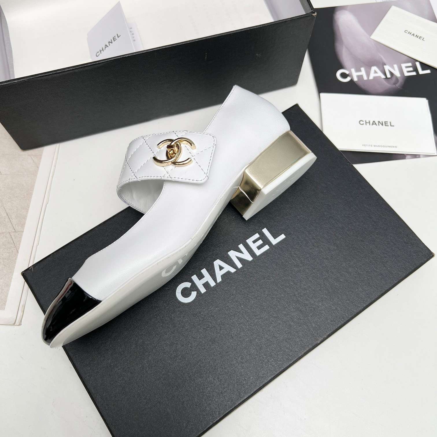 Ch**el Logo CC Mary Jane White For Women