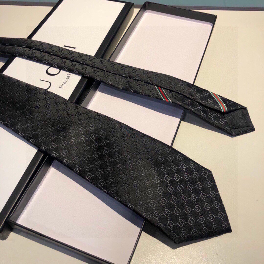 Gvc*1 GG Pattern Silk Tie Black GG Men Tie 456520 4B002 1000
