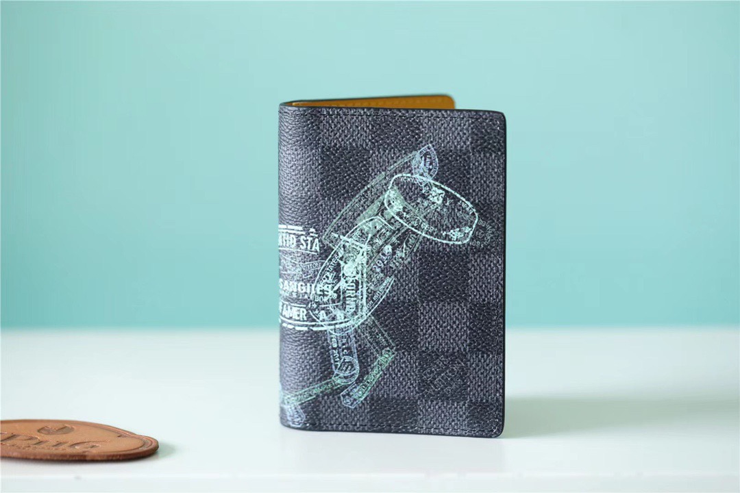 L0vis Vvtt0n Pocket Organiser Damier Graphite Canvas For Men, Men’s Wallet 4.3in/11cm LV N64602