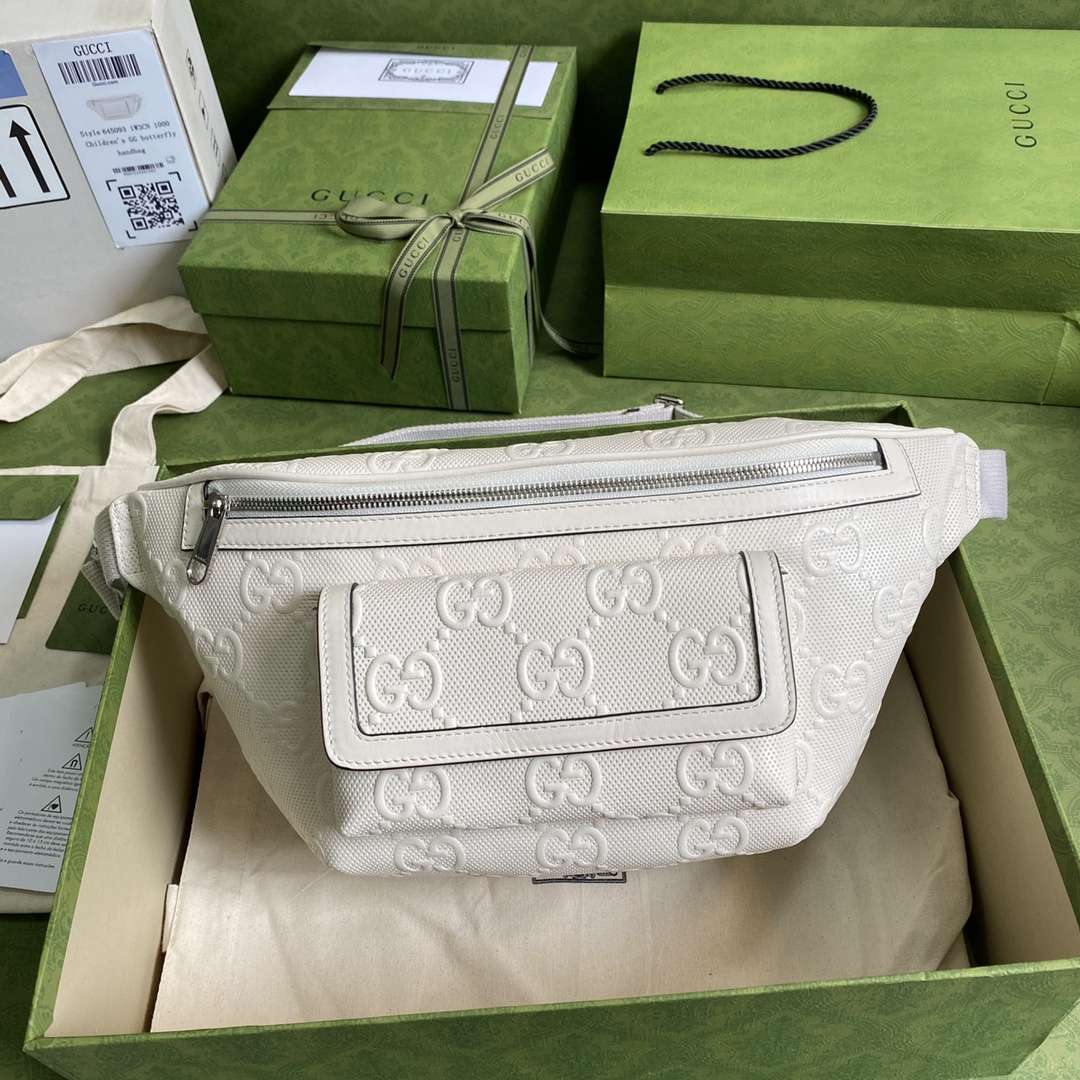 Gvc*1 GG Embossed Belt Bag White GG Embossed For Men  11in/28cm GG
