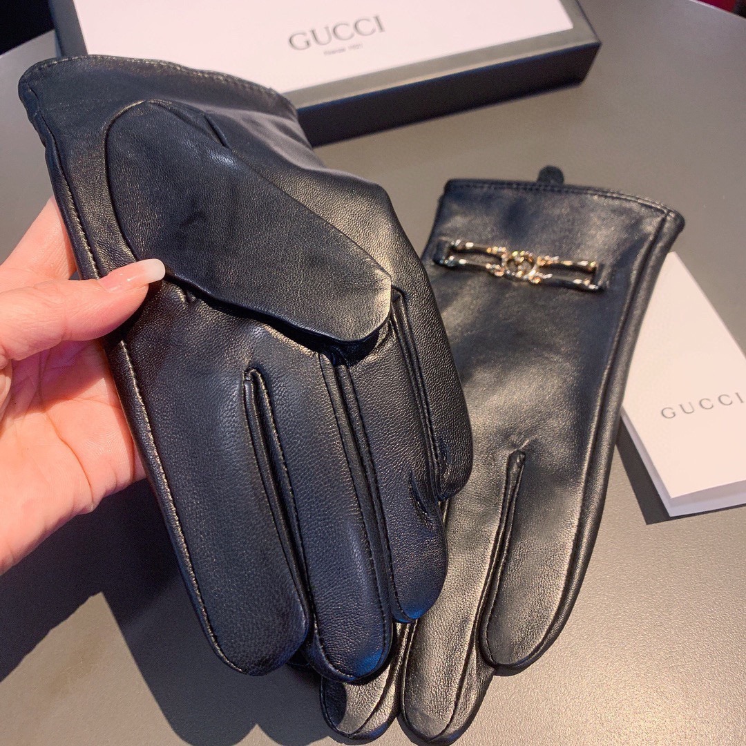 Gvc*1 Gloves With Signature Double G Motif In Black