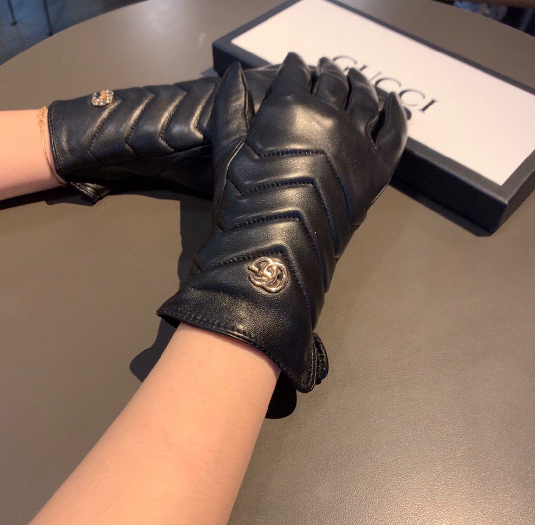 Gvc*1 Gloves With Signature Double G Motif In Black