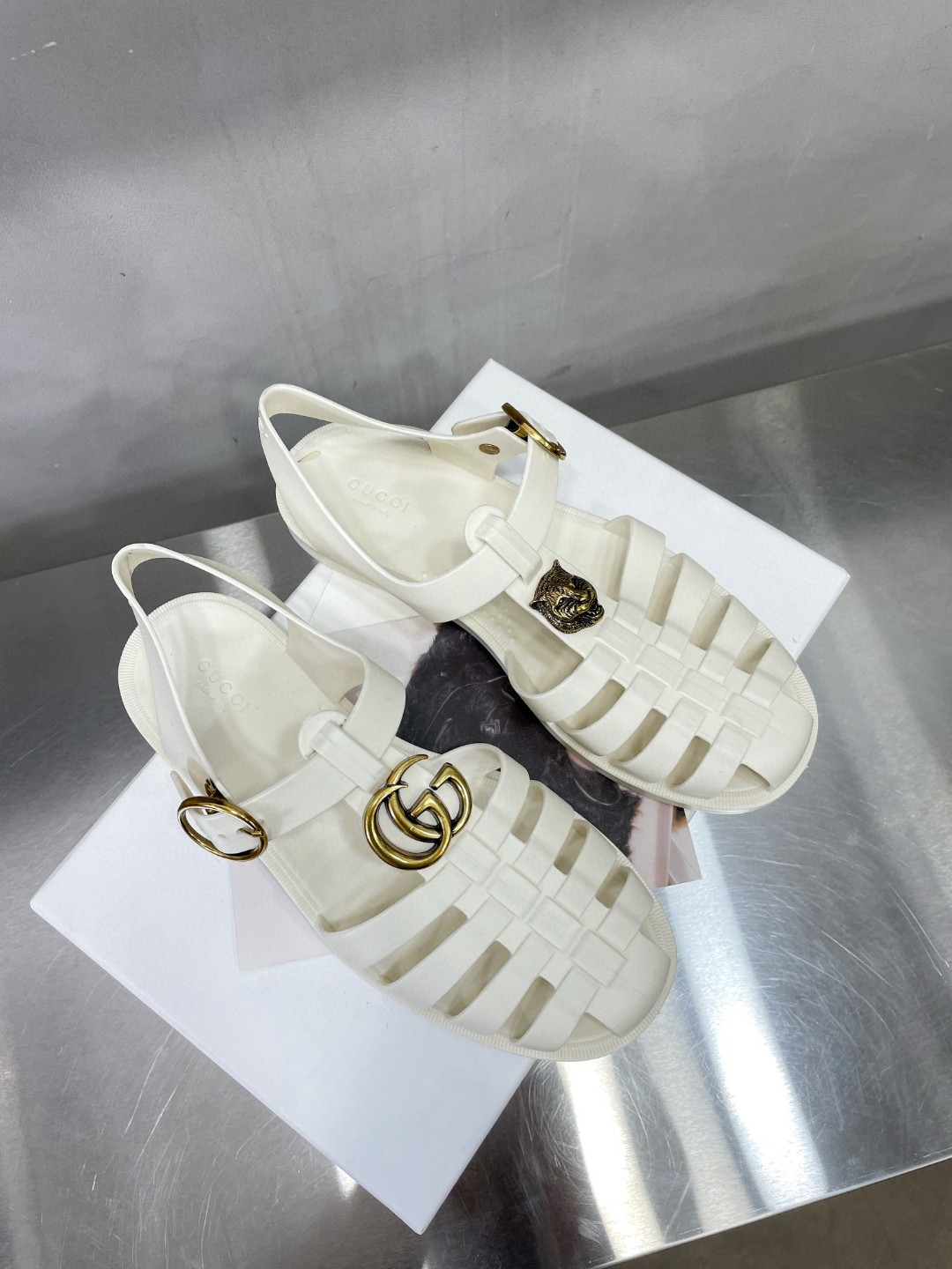 Gvc*1 Women’s Rubber Buckle Strap Sandal White For Women 463463