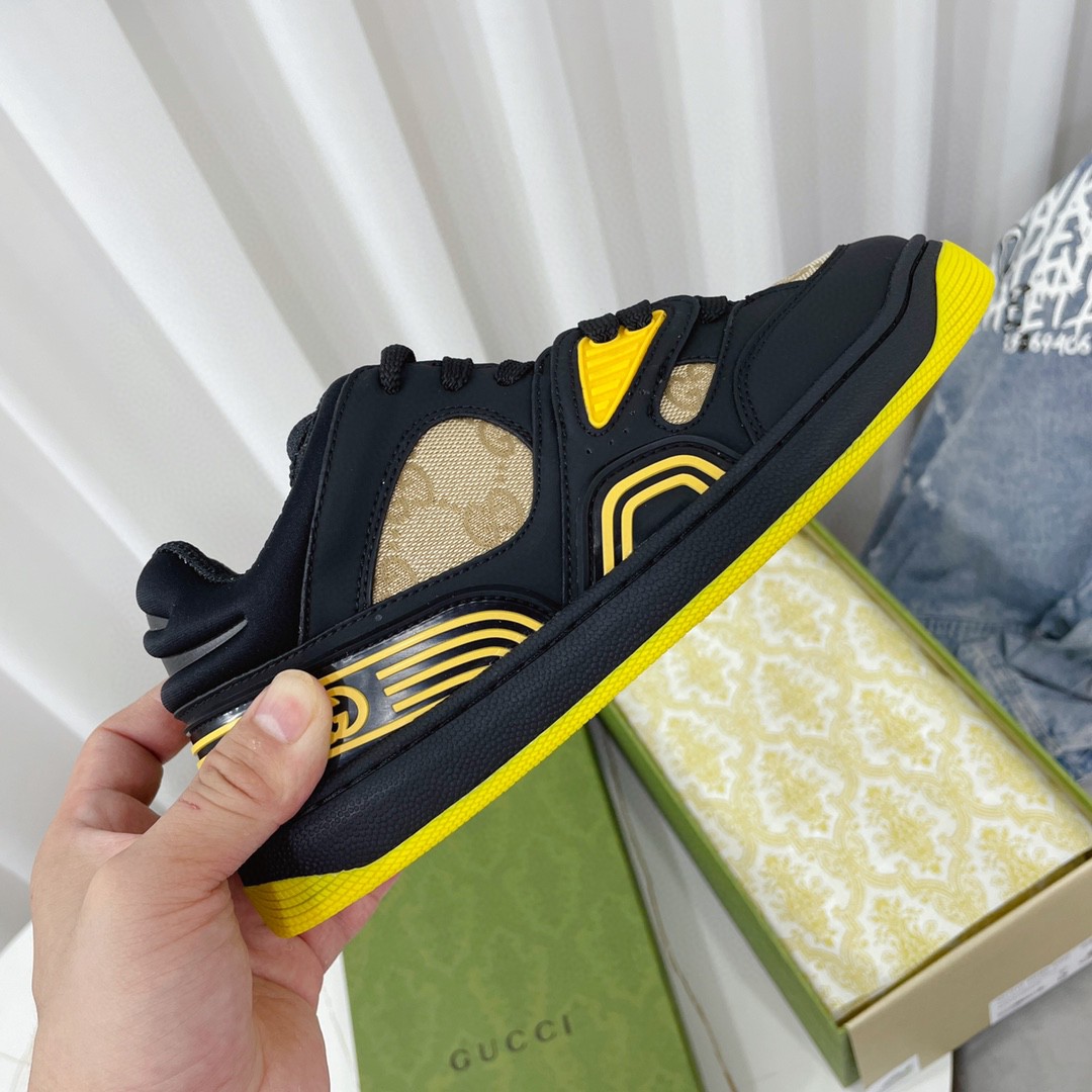 Gvc*1 Men’s GG Basket Sneaker Black And Yellow For Men 661311