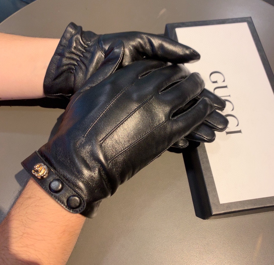 Gvc*1 Gloves With Signature Double G Motif In Black