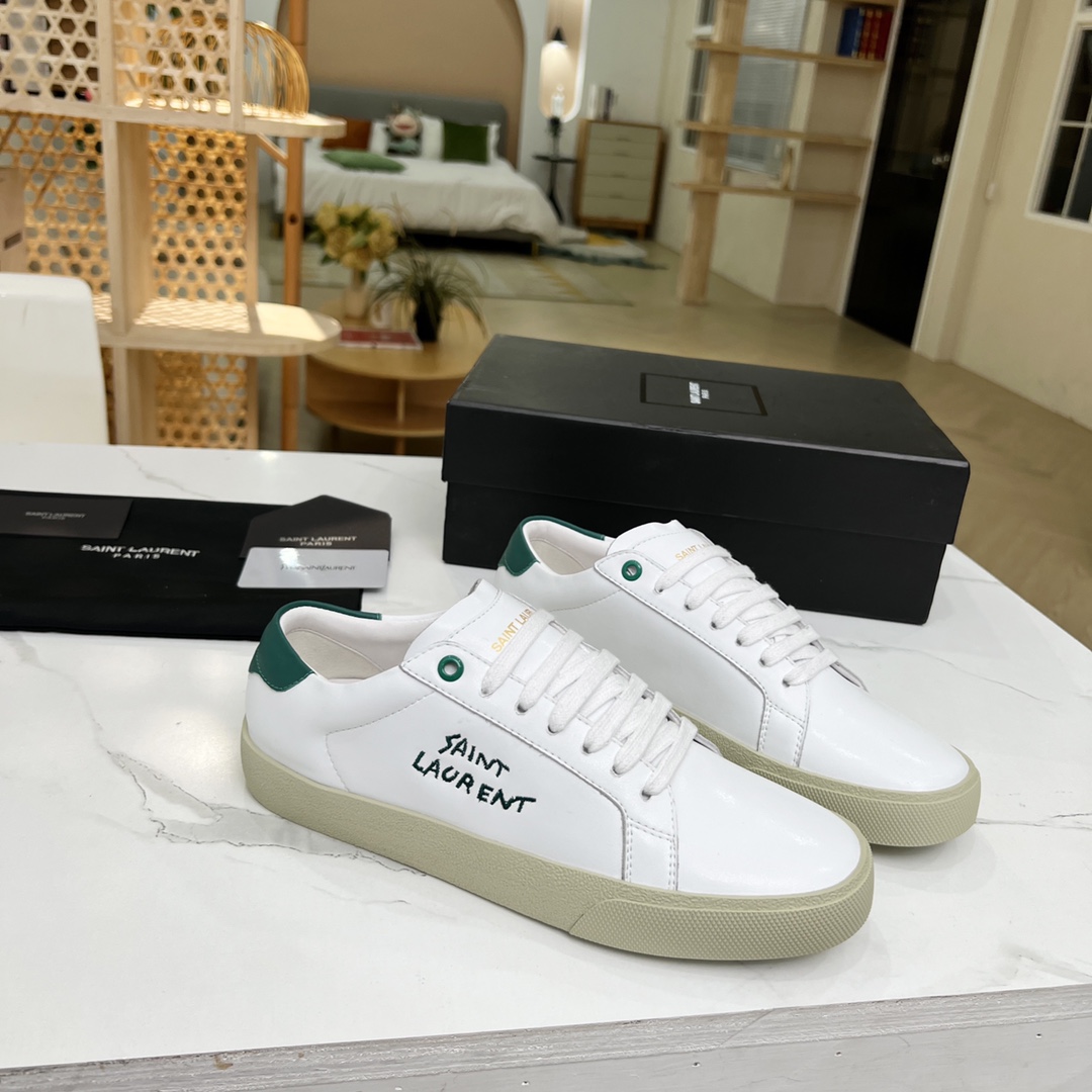 Sa1nt Lau*nt Women’s Court Classic Sl/06 Embroidered Sneakers Green For Women Y51