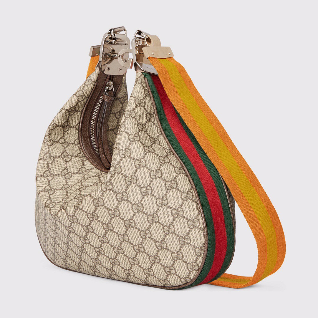 Gvc*1 Atache Large Shoulder Bag Beige And Multicolor For Women, Women’s Bags 13.8in/35cm GG 702823 96GRN 4091